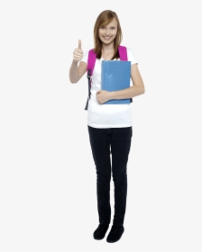Women Pointing Thumbs Up - Student Thumbs Up Png, Transparent Png, Transparent PNG