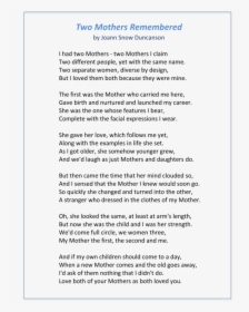 Two Mothers Poem, HD Png Download, Transparent PNG