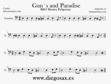 Tubescore Sheet Music Gun S Paradise For Trombone - Partitura Coolio Gangsta Paradise, HD Png Download, Transparent PNG