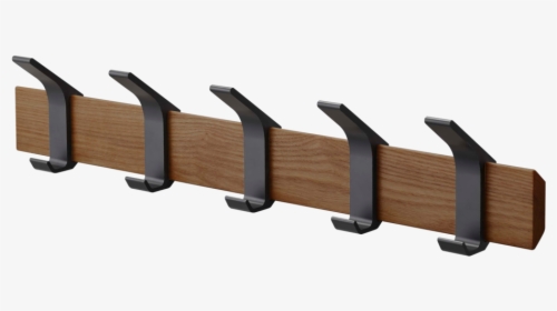 Yamazaki Wall-mounted Coat Hanger With Wooden Base - Coat Hanger Wall, HD Png Download, Transparent PNG
