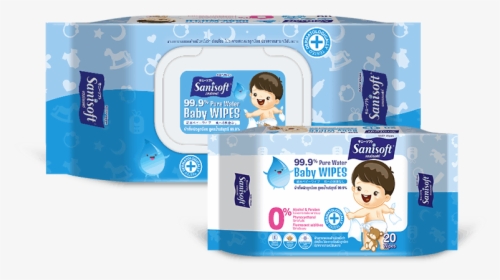 Sanisoft แซนนิซอฟท์ ผ้าเปียก Wipes Baby Wipes - Sanisoft 99.9% Pure Water Baby Wipes, HD Png Download, Transparent PNG