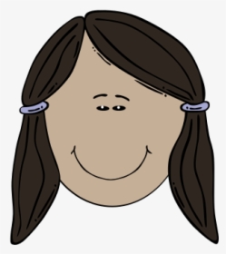 Vector Image Of Female Face With Side Pig Tails - Girl With Black Hair Clipart, HD Png Download, Transparent PNG