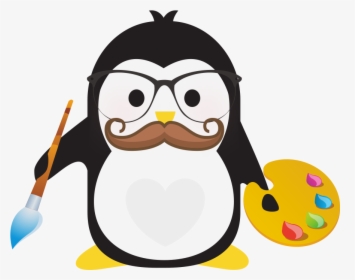 Technical Penguins Design Penguin Is Holding A Paintbrush, HD Png Download, Transparent PNG