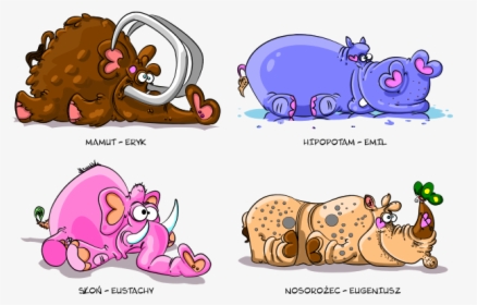 Four Funny Animals Vector - Hippopotamus, HD Png Download, Transparent PNG