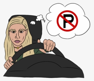 Graphic Depicts A Blond Woman Angrily Driving Because - Parking Sign, HD Png Download, Transparent PNG