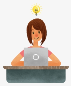 Thinking-girl - Cartoon, HD Png Download, Transparent PNG