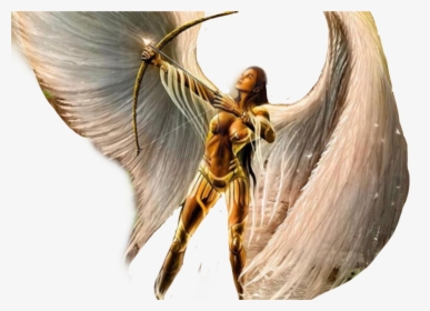 #angel #flecha #rebellion #guerra @picsart #freetoedit - Archangel Female With Bow And Arrow, HD Png Download, Transparent PNG