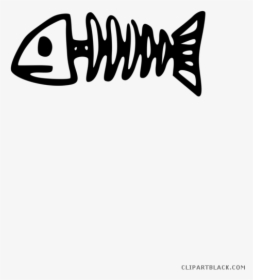 Fish Bone Clipart Free Clip Art Black And White Library - Fish Bone Cartoon Png, Transparent Png, Transparent PNG
