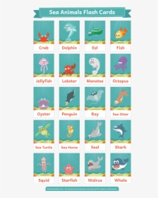 Sea Animals Flashcards Printable , Png Download - Sea Animals Flashcards Printable, Transparent Png, Transparent PNG