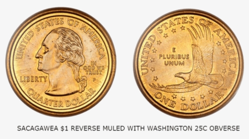 Sacagawea $1 Reverse Muled With Washington 25c Obverse - Coin, HD Png Download, Transparent PNG
