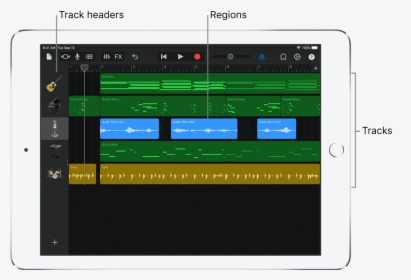 Tracks View, Showing Tracks, Headers, And Regions - Tracks View Garageband, HD Png Download, Transparent PNG