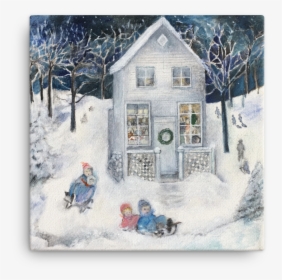 Sledding At Christmas In The 1950 S Canvas Print - Picture Frame, HD Png Download, Transparent PNG