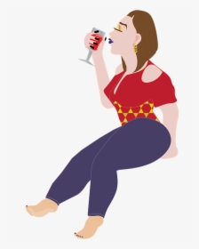 Transparent Girl Drinking Wine Clipart - Drinking Wine Woman Clip Art Illustration Transparent, HD Png Download, Transparent PNG