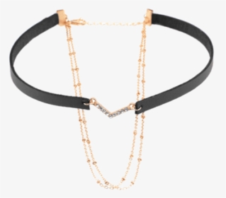 Hot Faux Leather Rhinestone V-shaped Choker Necklace - Chain, HD Png Download, Transparent PNG