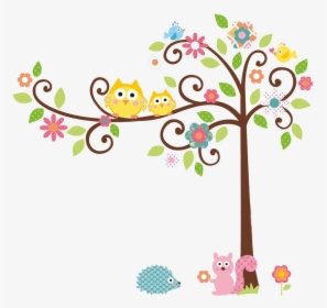 Cute Owl On Tree Clipart Rigybdoil Copy - Arbol De Buhos Png, Transparent Png, Transparent PNG
