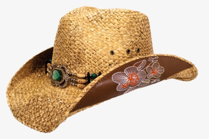 Aliza Floral Embroidered Straw Cowboy Hat By Peter - Cowboy Hat, HD Png Download, Transparent PNG