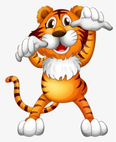 Transparent Cute Tiger Clipart - Funny Tiger Cartoon, HD Png Download, Transparent PNG