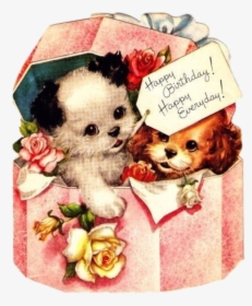 Vintage Birthday Cards With Dogs , Png Download - Vintage Birthday Card Dog, Transparent Png, Transparent PNG