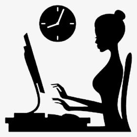 Working Woman Vector Clipart , Png Download - Lady At Computer Clipart, Transparent Png, Transparent PNG