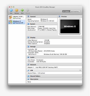 Windows8 Vbox Manager - Virtualbox 4.0, HD Png Download, Transparent PNG