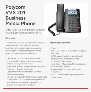 Polycom Vxx201 , Png Download - Polycom Vvx 201, Transparent Png, Transparent PNG