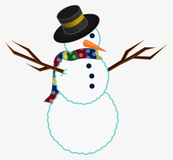 Snowman, Winter, Snow, Twigs, Buttons, Carrot, Scarf - Free Clip Art Snowman, HD Png Download, Transparent PNG