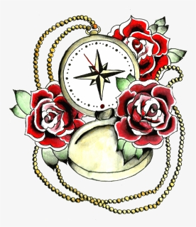 Rose Tattoo Png Transparent Images - Tattoo Compass And Rose Design, Png Download, Transparent PNG