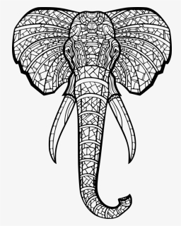 Elephant Mandala - Dessin Tete D Elephant, HD Png Download, Transparent PNG