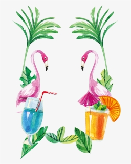 Flamingo Painted Hand Watercolor Euclidean Vector Flamingos - Summer Flamingo Clipart Png, Transparent Png, Transparent PNG