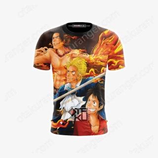 One Piece - Luffy - Ace - Sabo 3d T-shirt - Cartoon, HD Png Download, Transparent PNG