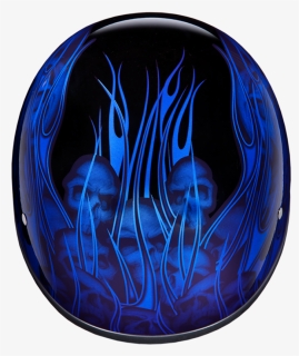 Daytona Helmet Skull Cap Wmulti Skull Flames Blue Dot - Sphere, HD Png Download, Transparent PNG