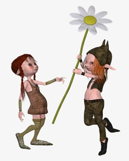 Boy And Girl Elf Flower Free Photo - Beautiful Vintage Josip Cliparts, HD Png Download, Transparent PNG
