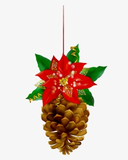 Christmas Pinecone Clipart Christmas Day Poinsettia - Poinsettia Christmas Clip Art, HD Png Download, Transparent PNG