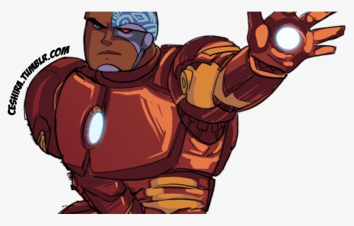 Teen Titans Avengers Crossover- Cyborg As Iron Man - Cyborg Teen Titans Iron Man, HD Png Download, Transparent PNG