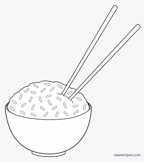 Chopsticks Clipart Black And White, Chopsticks Black - Rice Bowl Line Art, HD Png Download, Transparent PNG