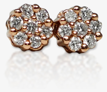 10k Rose Gold Diamond Flower Earrings - Earrings, HD Png Download, Transparent PNG