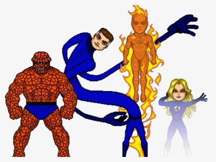 Human Torch Clipart Fantastic - Marvel Microheroes Fantastic Four, HD Png Download, Transparent PNG
