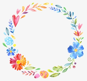 Fresh Blue Flowers Hand Drawn Garland Decorative Elements - Unicorn Border Clipart Free, HD Png Download, Transparent PNG