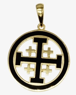 14k Gold Jerusalem Cross Pendant With Black Enamel - Jerusalem Cross Pendant, HD Png Download, Transparent PNG