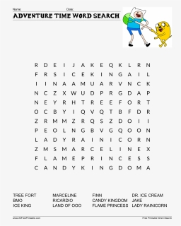 Adventure Time Word Search Main Image - Time Word Search Printable, HD Png Download, Transparent PNG
