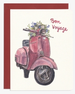 Bon Voyage Scooter - Old Scooter Motorcycle Drawing, HD Png Download, Transparent PNG
