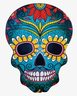Placa Caveira Mexicana Azul , Png Download - Colorful Day Of The Dead Skulls Designs, Transparent Png, Transparent PNG