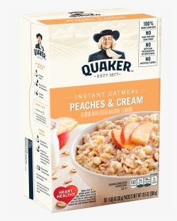Quaker Instant Oatmeal, Peaches & Cream, 10 Packets - Quaker Oats Peaches And Cream, HD Png Download, Transparent PNG