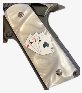 1911 Gun Grips Acrylic Pearl White W/4 Aces In Color, HD Png Download, Transparent PNG