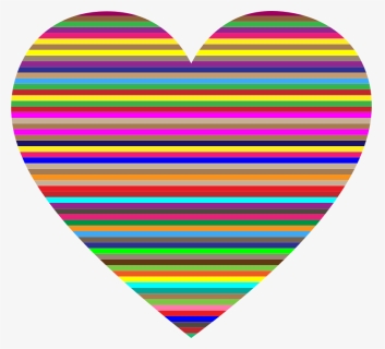Colorful Horizontal Striped Heart - Colorful Clip Art, HD Png Download, Transparent PNG