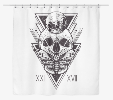 Geo Skull Shower Curtain - Death Moth And Skull Clipart, HD Png Download, Transparent PNG