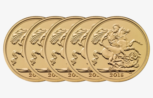 2018 Uk Full Sovereign Gold 5 Coin Bullion Bundle - 2018 Sovereign New Elizabeth, HD Png Download, Transparent PNG