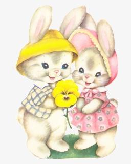Vintage Cute Easter Bunny, HD Png Download, Transparent PNG