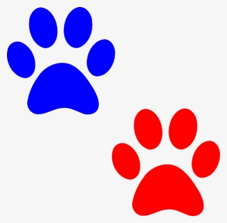 Cat Paw Png Navy Blue - Red And Blue Paw Prints, Transparent Png, Transparent PNG