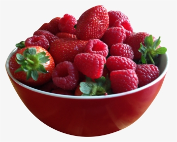 Bowl Full Of Strawberries - Raspberries And Strawberries In A Bowl, HD Png Download, Transparent PNG